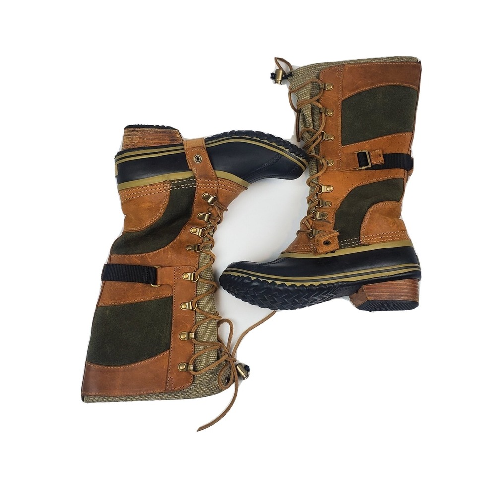 Sorel Conquest Carly Women's Sz 6 Leather Tall Boots Duck Winter Boot NL1897-239